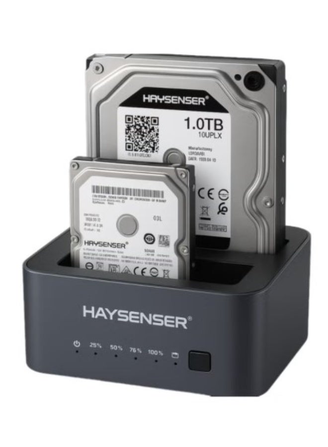 Haysenser Dual Bay HDD Docking Station – USB 3.2 Type-C, Supports 2.5”/3.5” SATA SSD/HDD, 6Gbps Speed, 20TB Max - Image 2
